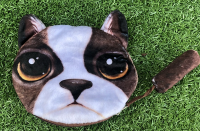 Animal Fidget pouch with Zip - Soft Sensory BROWN/WHITE PUPPY Large