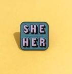 Pronouns Badge She/Her (Blue)