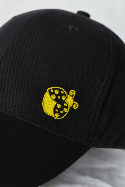 Adult branded Yellow Ladybugs black baseball cap