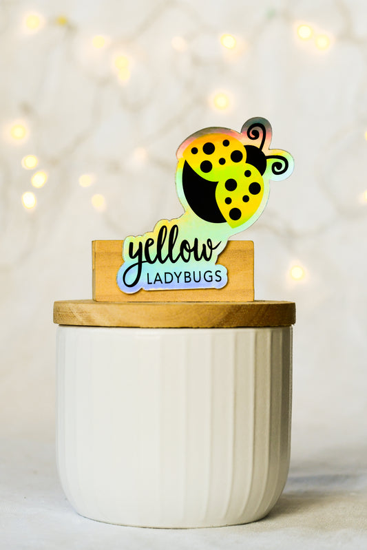 Holographic Vinyl Yellow Ladybugs Sticker