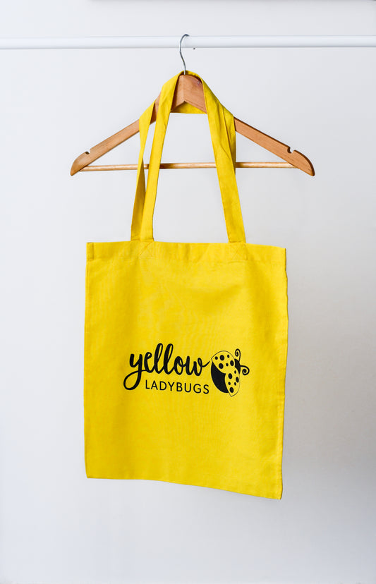Yellow Ladybugs Fabric Tote Bag